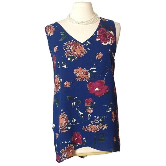 Chelsea & Theodore Womens Floral Sleeveless Blouse XL V-Neck Loose Cottage Top - Picture 1 of 6